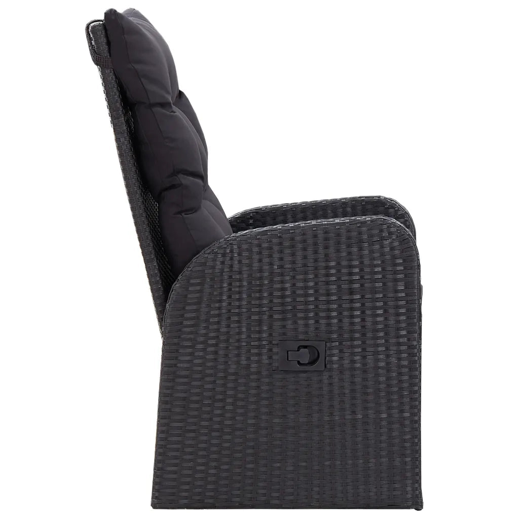 Set da Pranzo da Giardino 3 pz con Cuscini Nero 3099491