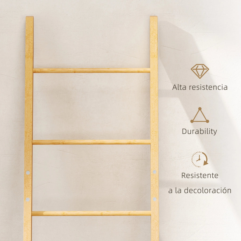 Portasciugamani a Terra in Bamb¨´ con 3 Barre e Cestino per Biancheria Estraibile 48 L Crema ¨C Minimal ¨C 42x42x160 cm