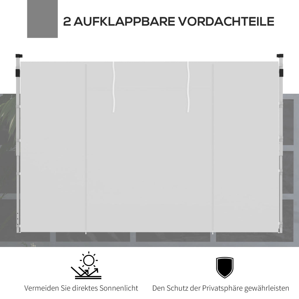 Pannelli laterali per gazebo, set da 2, pareti laterali con finestra e porta per tenda da festa 3x3/3x6 m, tessuto Oxford, bianco