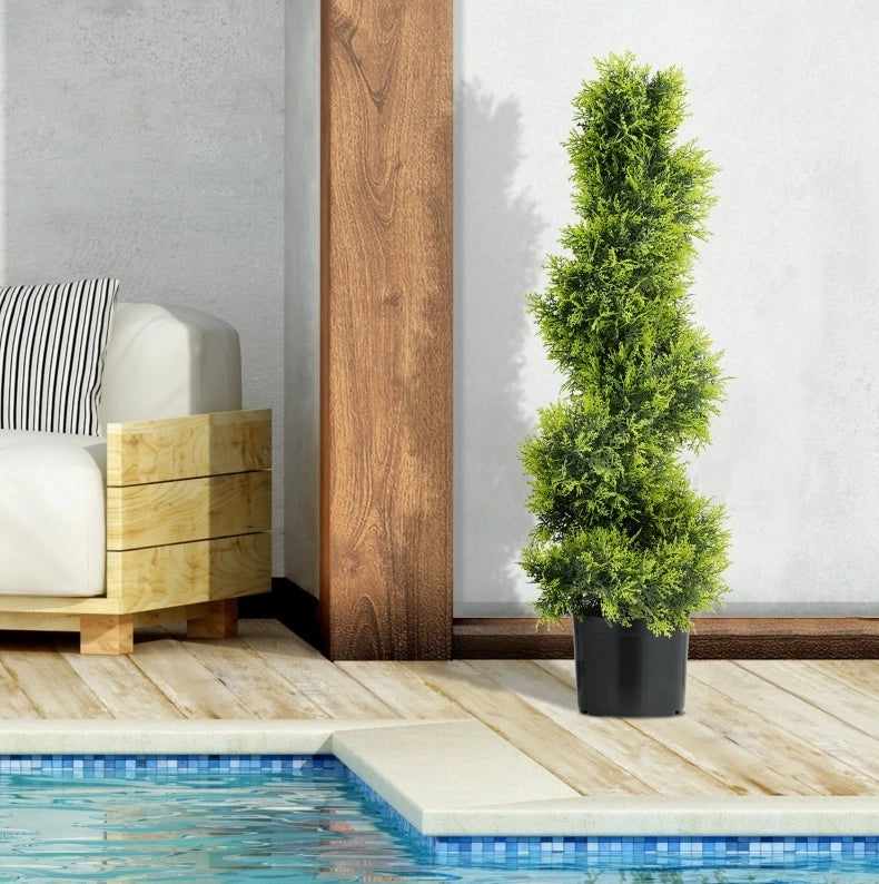 Cipresso artificiale spiralato 90 cm in plastica verde per interno ed esterno