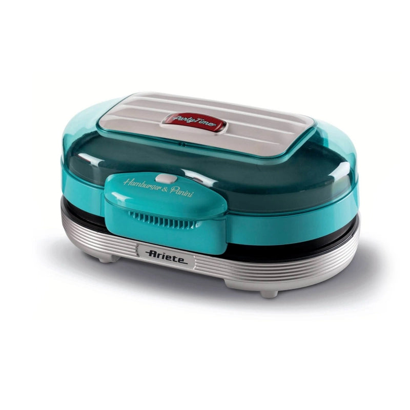 ARIETE HAMBURGER MAKER (CELESTE) (PARTY TIME) (0205/01) - GRIGLIA ELETTRICA DA TAVOLO - DOPPIA PIASTRA - 1200W