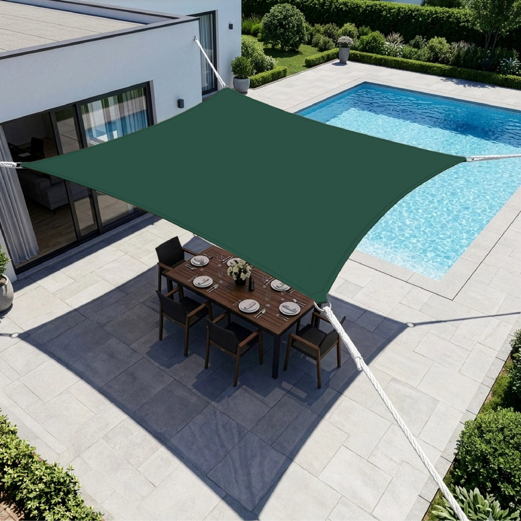 Tenda a Vela Ombreggiante Impermeabile con Anelli Rinforzati Copertura Sole per Giardino Terrazzo Balcone Patio Diverse Forme e Misure Verde - Quadrata3x3 Metri