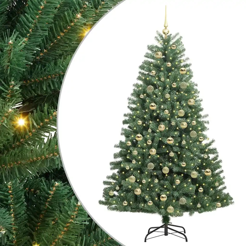 Albero di Natale Artificiale con Rami Pieghevoli Verde 180 cm 3395491