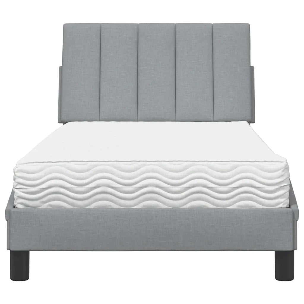 Letto con Materasso Hanko Grigio Chiaro 80x200 cm in Tessuto