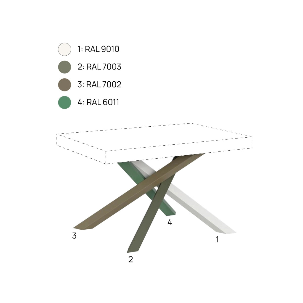 Tavolo Allungabile 160/264x90 cm Volantis Premium Cashmere Gambe Multicolore 4/A