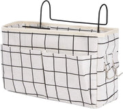 Organizzatore di notte per appendere con grande capacità Tasca multifunzionale per letto Tasca di appoggio per libri, riviste, cuffie (reticolo bianco)