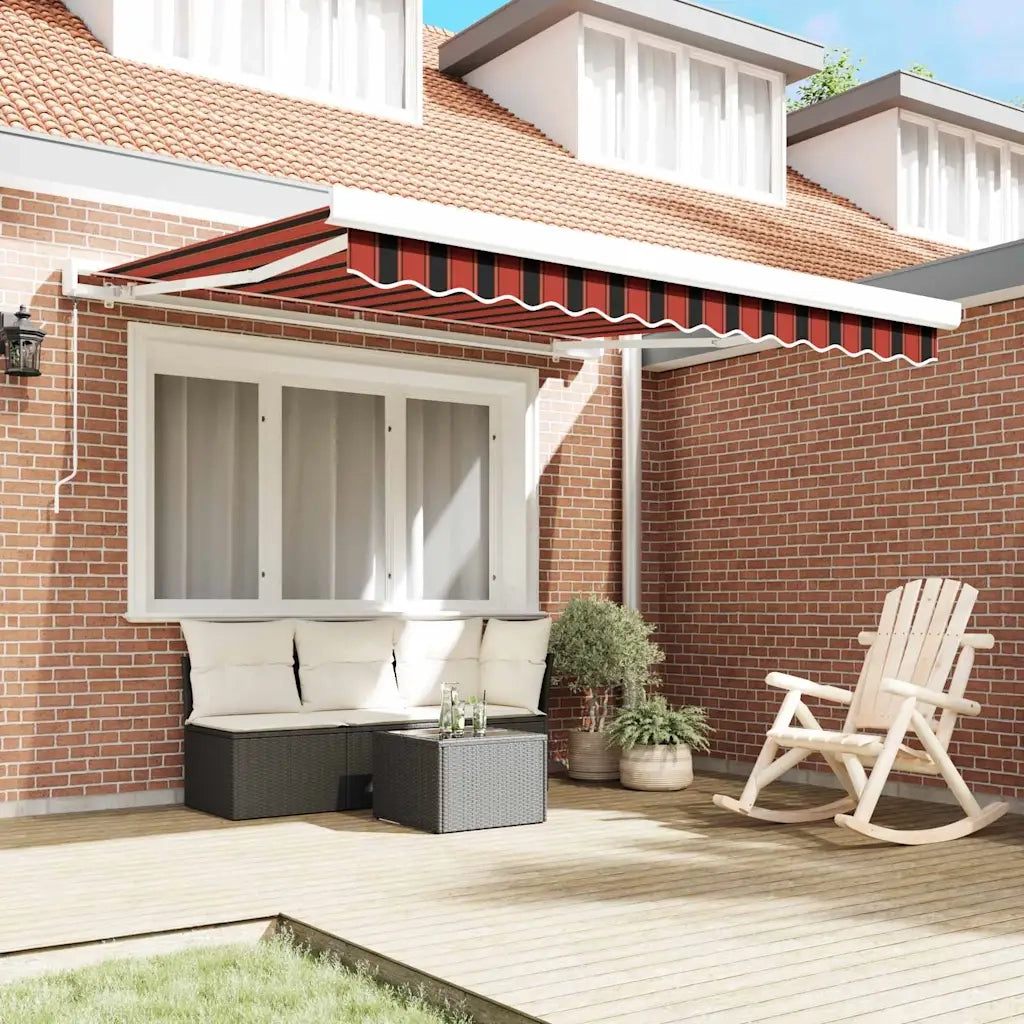 Tenda retrattile Rosso e Nero 350 x 250 cm Tela e Alluminio 3330237