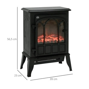 Caminetto elettrico ULEVR 2000 W con fiamma LED, 2 livelli di potenza 1000/2000 W, nero