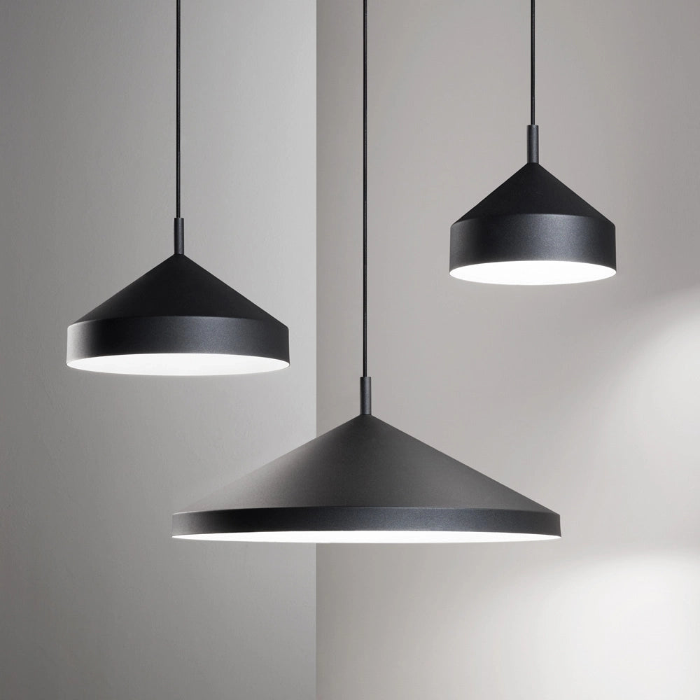 Sospensione Industrial-Minimal Yurta Metallo Nero 1 Luce E27 D21