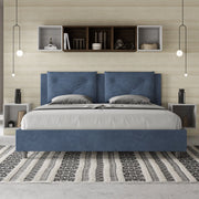 Letto imbottito Matrimoniale 170x210 cm Appia - Contenitore,Microfibra,Blu
