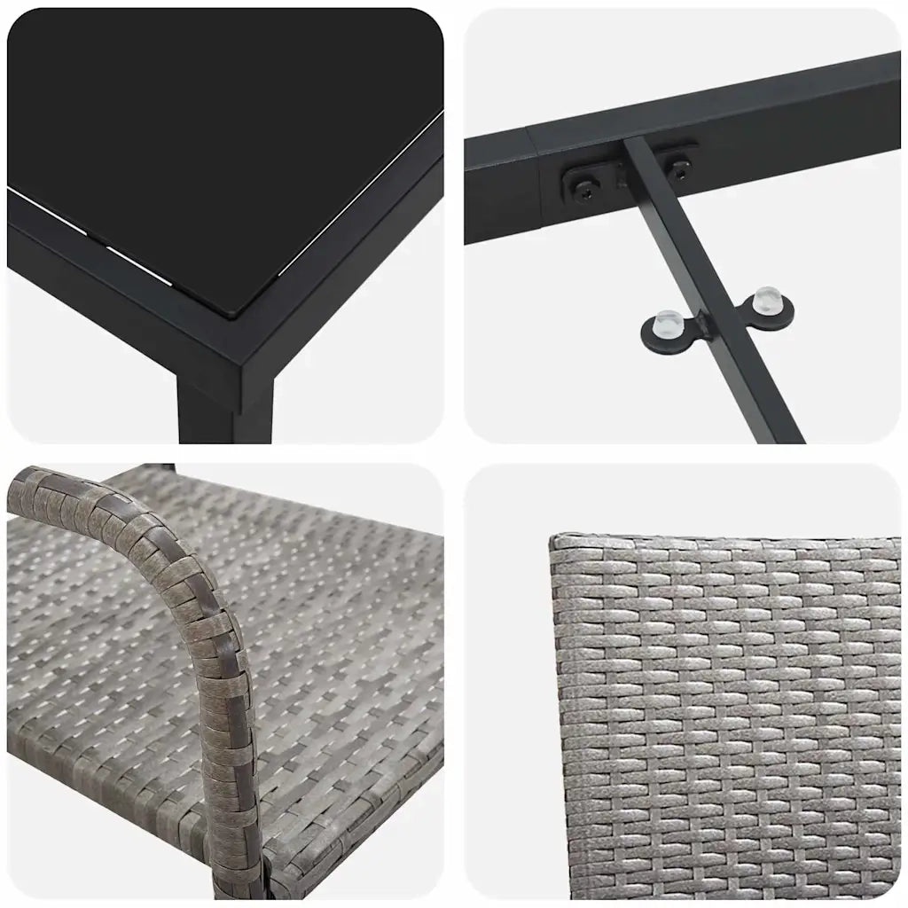 Set da Pranzo per Giardino 3 pz Grigio polyrattan 3380043