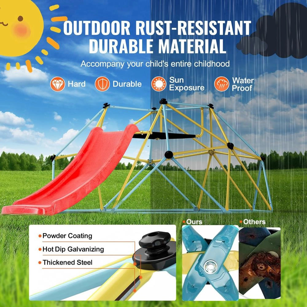 Cupola Arrampicata Geometrica Bambini 3-9 Anni 244cm Scivolo Supporta 272kg Maniglia Interno Esterno