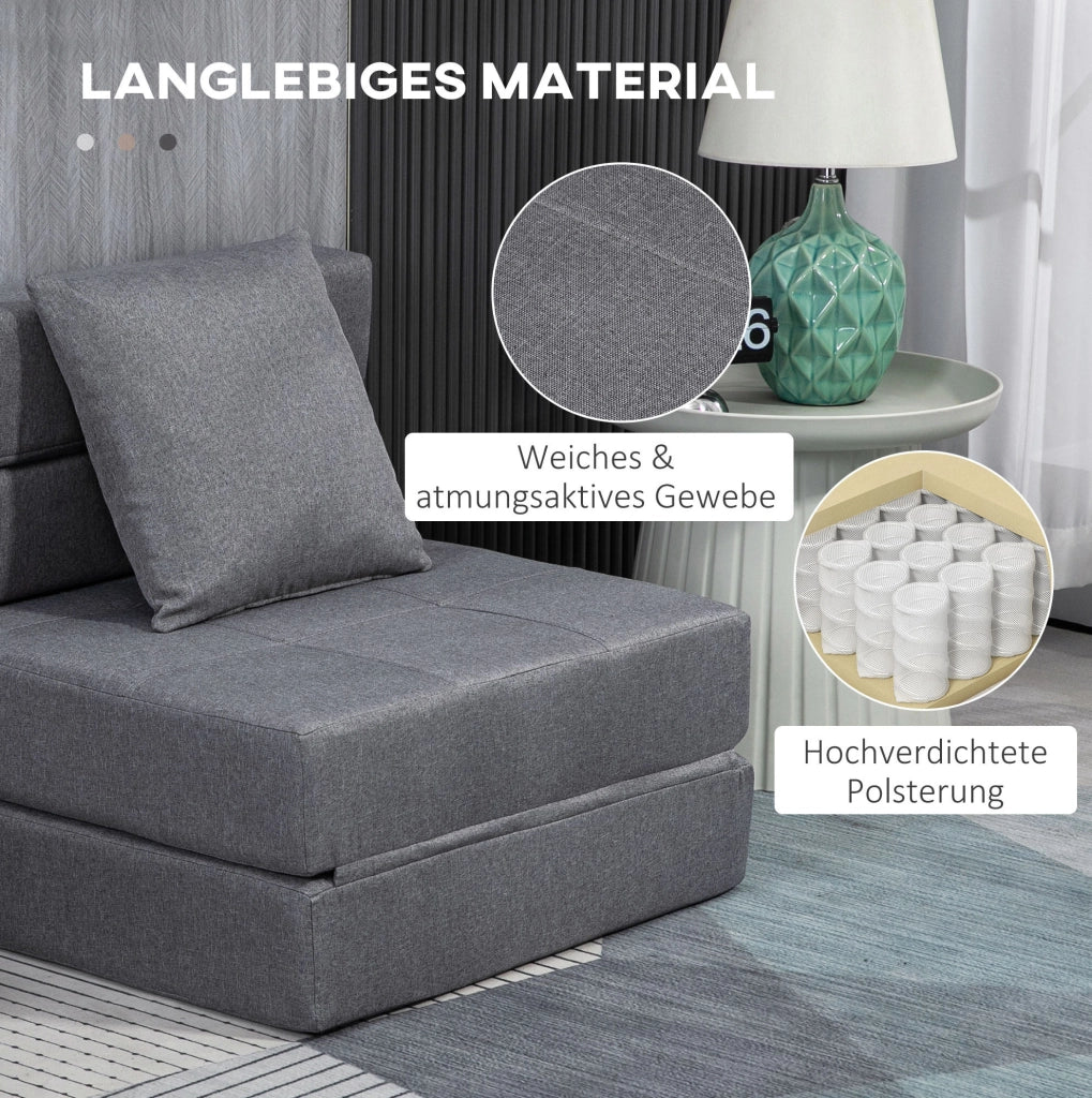 Poltrona Letto 2-in-1 Pieghevole con Funzione Relax e Divano, Portata 120 kg, Grigio Scuro