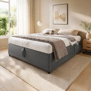 Letto contenitore 140 x 200 cm grigio con USB e porta Type-C