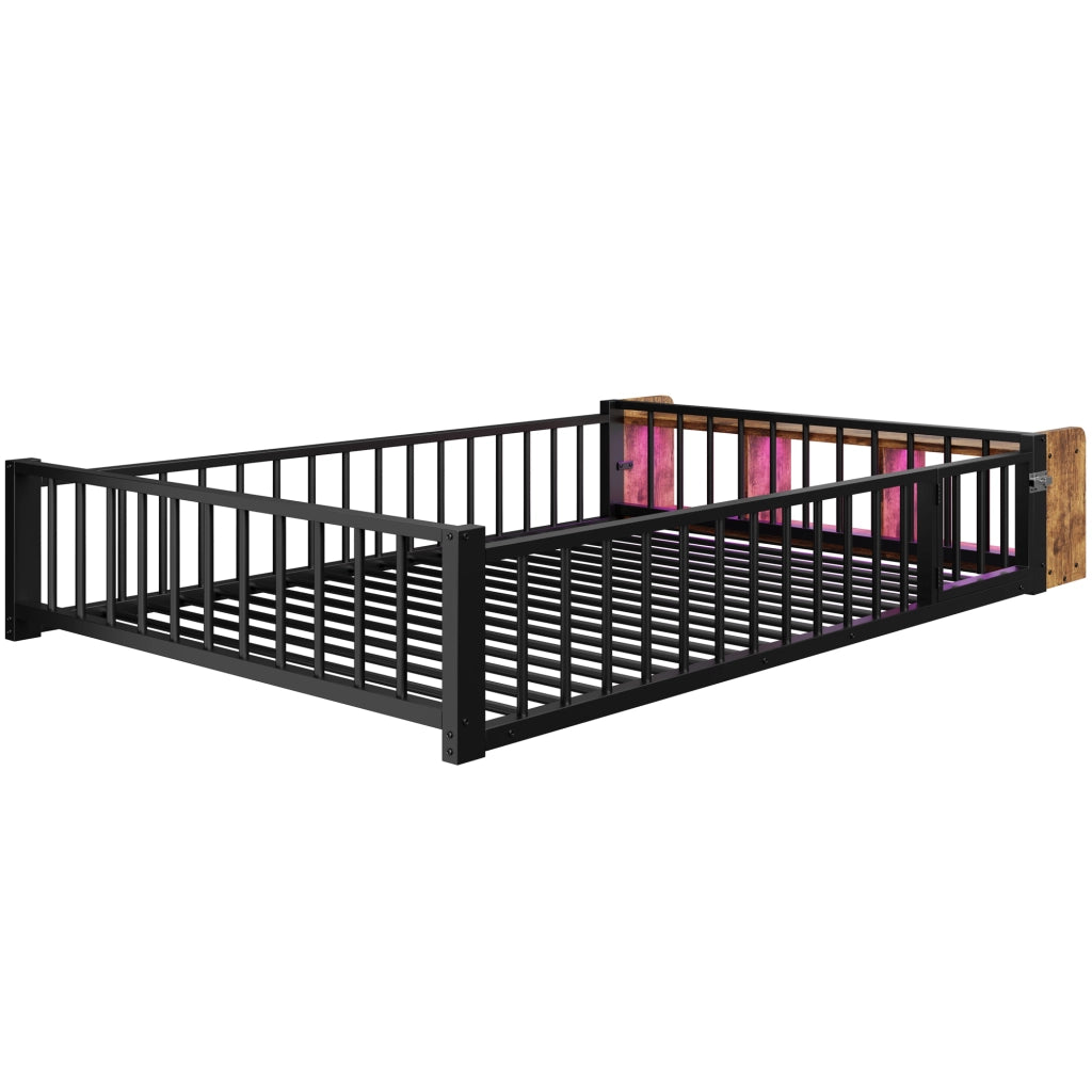 letto basso metallo mdf nero 140 x 200 cm