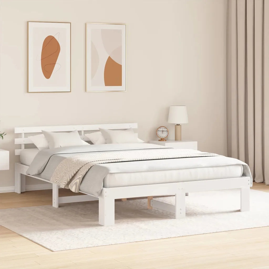 Struttura del letto-Giroletto-Rete del Letto Bianco 150 x 200 cm Pino massello 229896