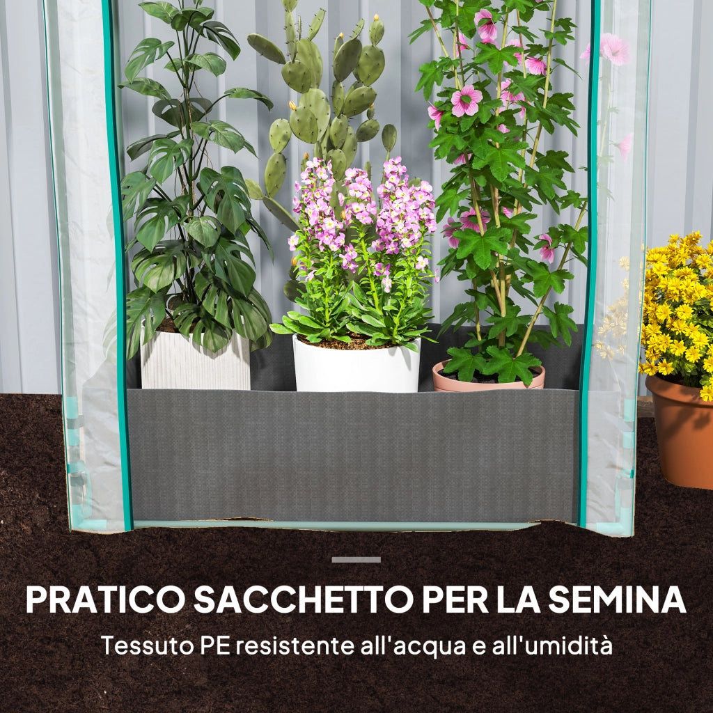 Serra a Parete per Piante con Sacco e Porta Avvolgibile, Struttura in Acciaio e Plastica PE Trasparente, per Giardino e Balcone, 89x50x152 cm