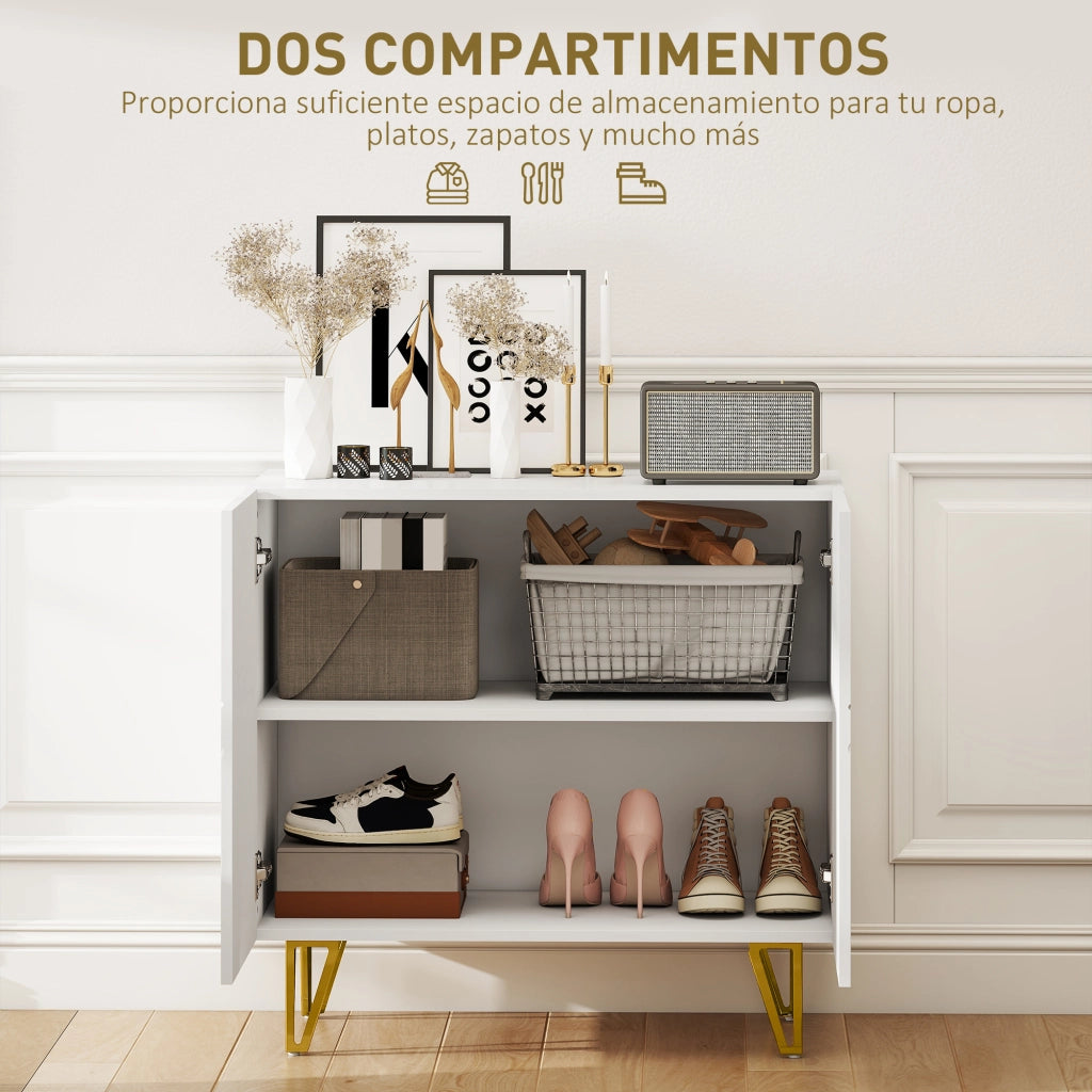 Mobile Ingresso con Ante e Ripiani ¨C Minimal ¨C 80x40x75 Bianco