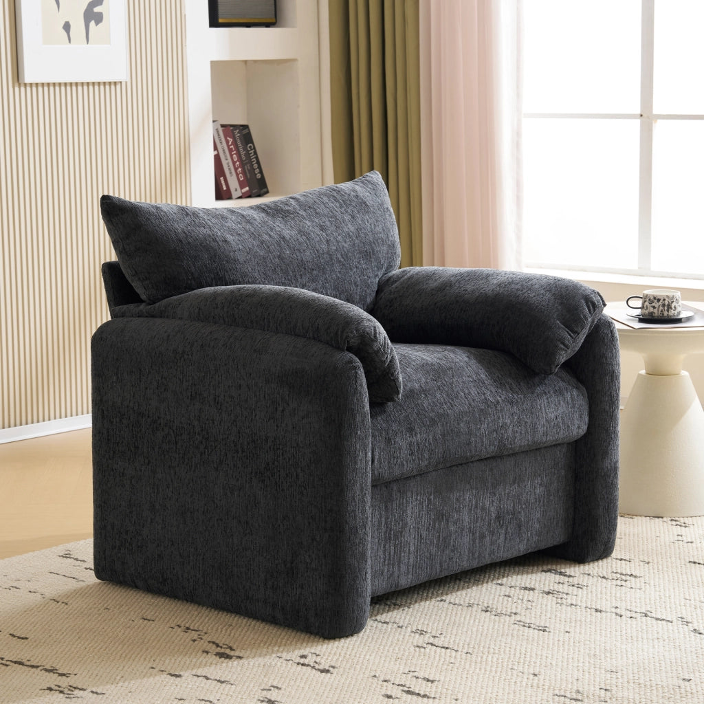 Poltrona in chenille grigia 96x82x84 cm con imbottitura ad alta elasticità