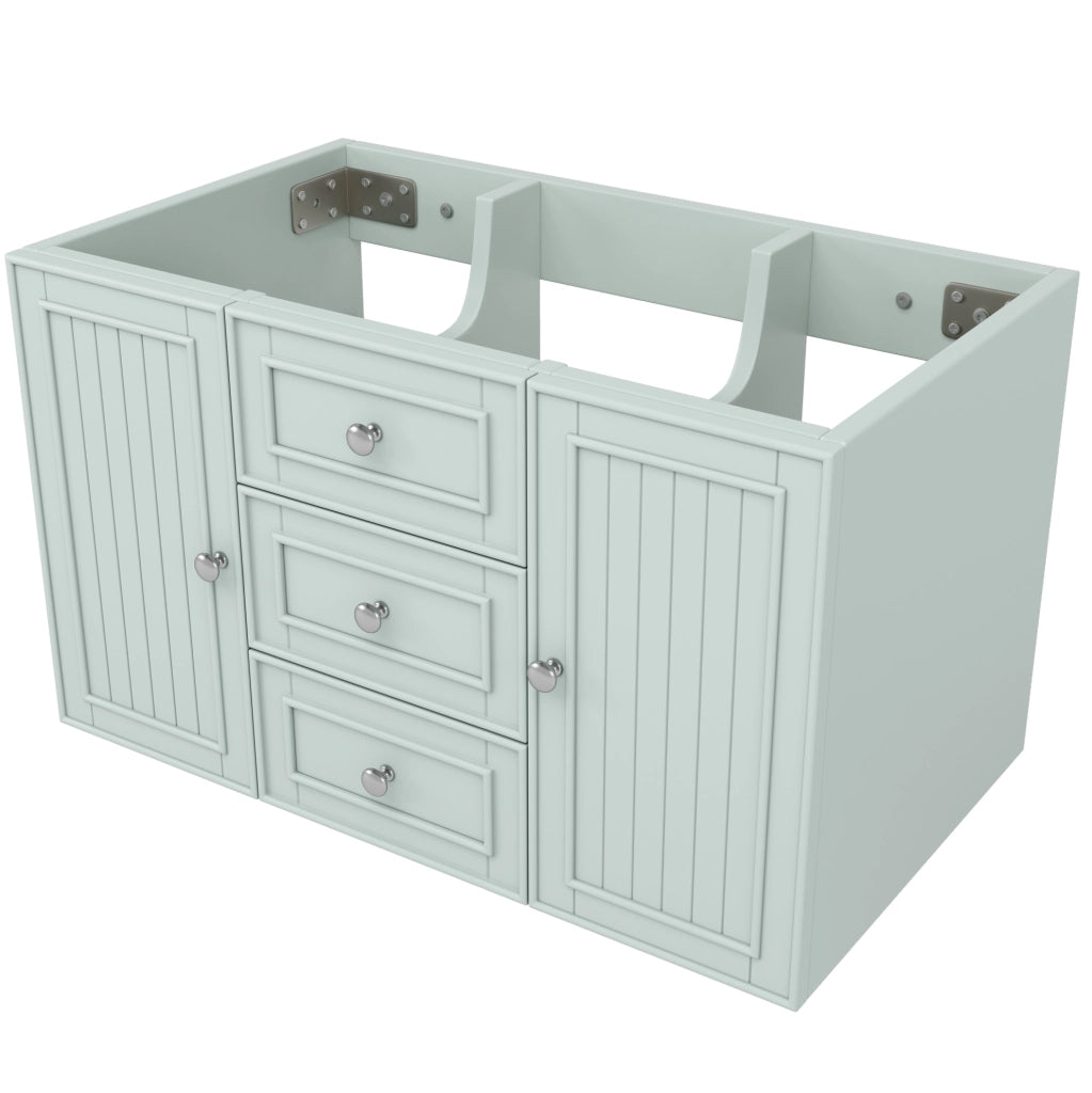 Mobile sottolavabo sospeso 78,5 cm verde in MDF con cassetti e vano contenitore