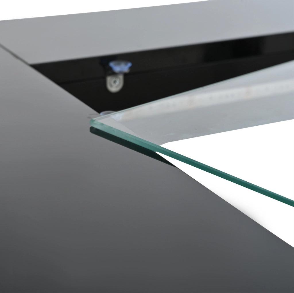 Tavolino da salotto quadrato 70 x 70 x 35 cm con LED controllato da app; vetro temperato; nero