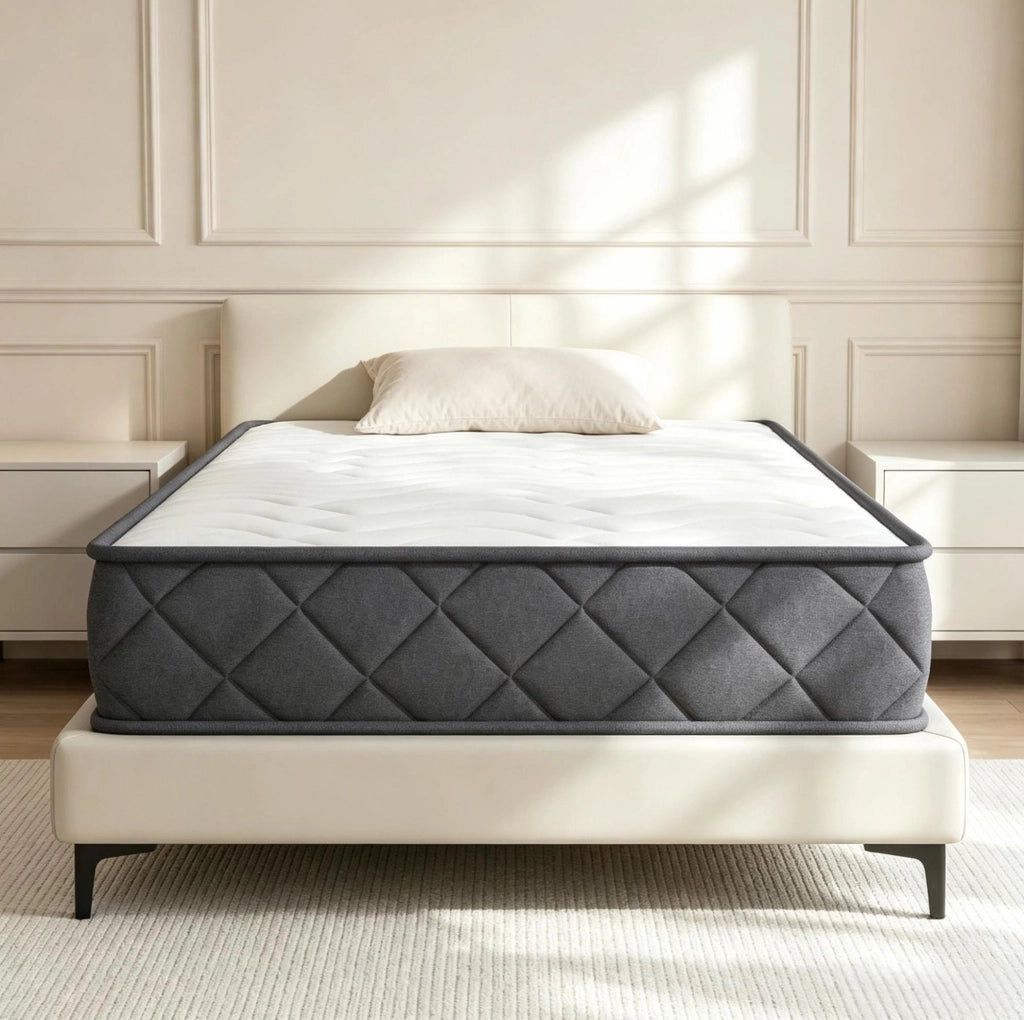 Materasso 90x190 cm alto 20 cm in schiuma memory e schiuma ondulata bianco e grigio