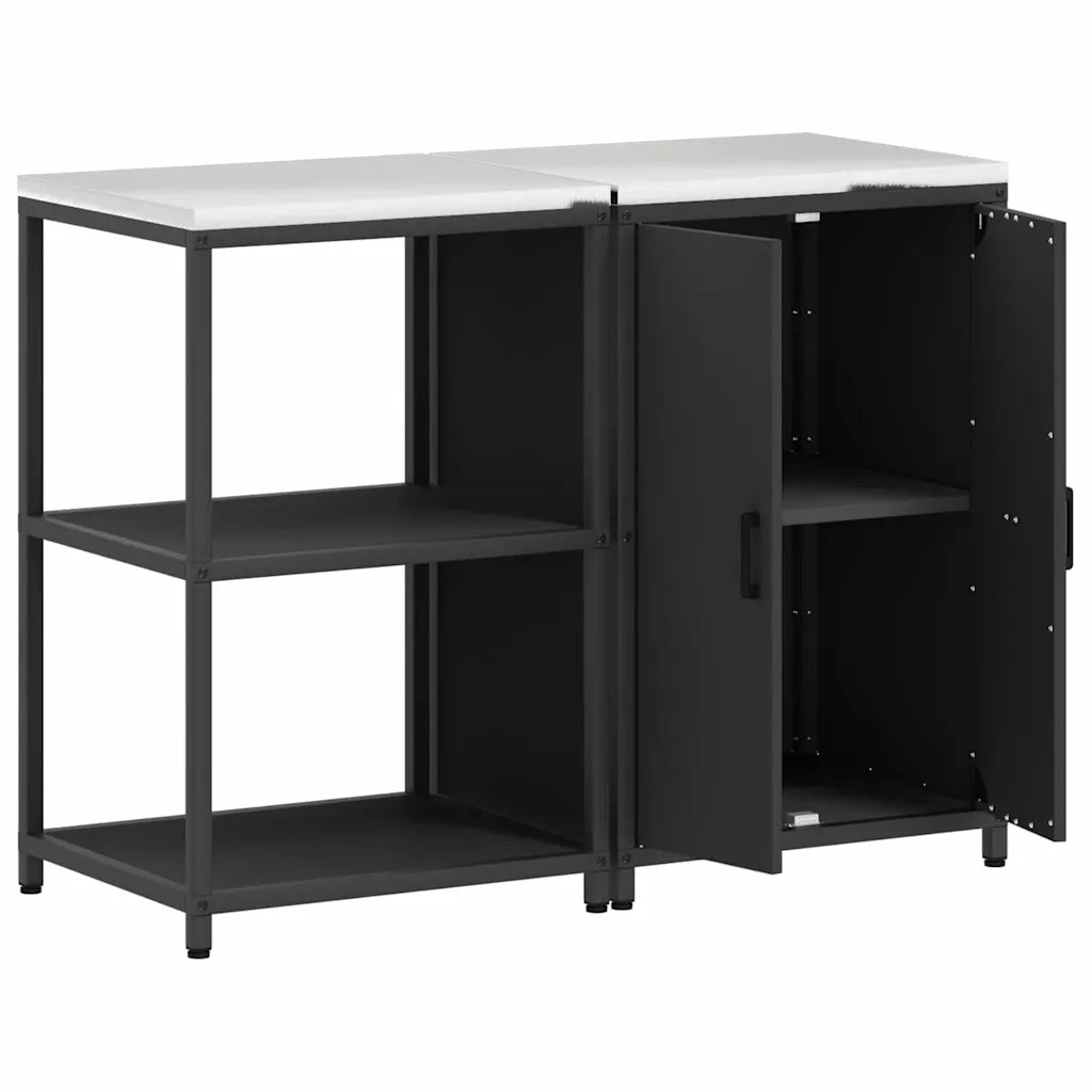 Set di Stoccaggio per Cucina con lo scaffale 2 pz-Armadietto Cucina-Armadietto Cucina Nero 122614