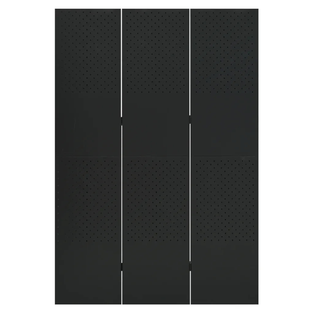 Paravento a 3 Pannelli Nero 120x180 cm in Acciaio 335895