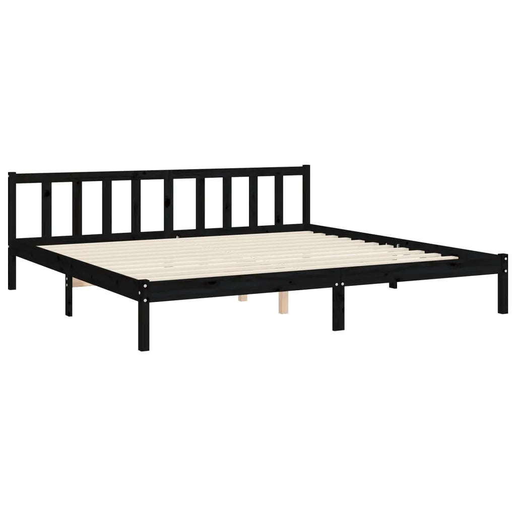 Giroletto con Testiera Nero 200x200 cm in Legno Massello 3193035