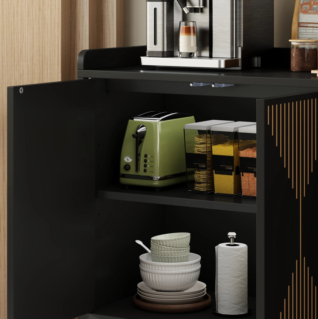 Sideboard con 4 ante e ripiani regolabili in MDF 140x40x84 cm per soggiorno e sala da pranzo