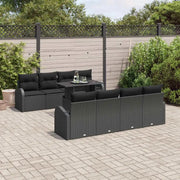 Set Divano da Giardino 9 pcs Nero Rattan in Polipropilene