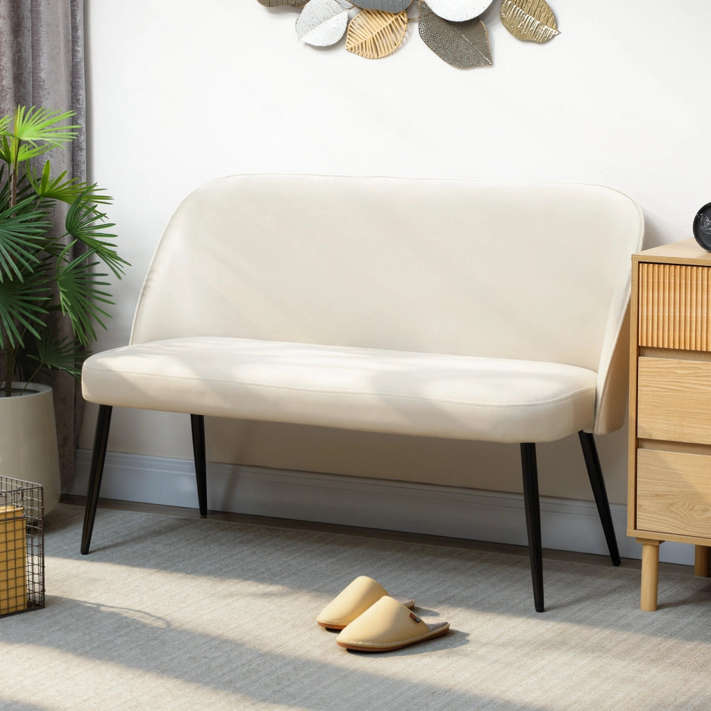 Divano 2 posti ¨C Minimal ¨C Tessuto beige, metallo e legno