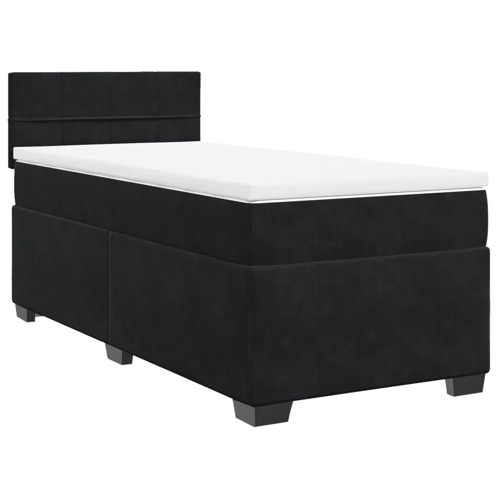 Giroletto a Molle con Materasso-Struttura Letto Nero 80x200 cm in Velluto 672695