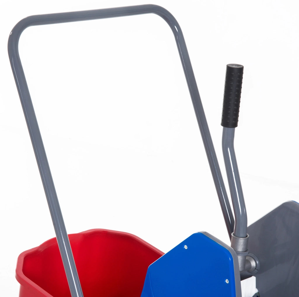 Carrello pulizia con 2 secchi, strizzatore e 4 ruote