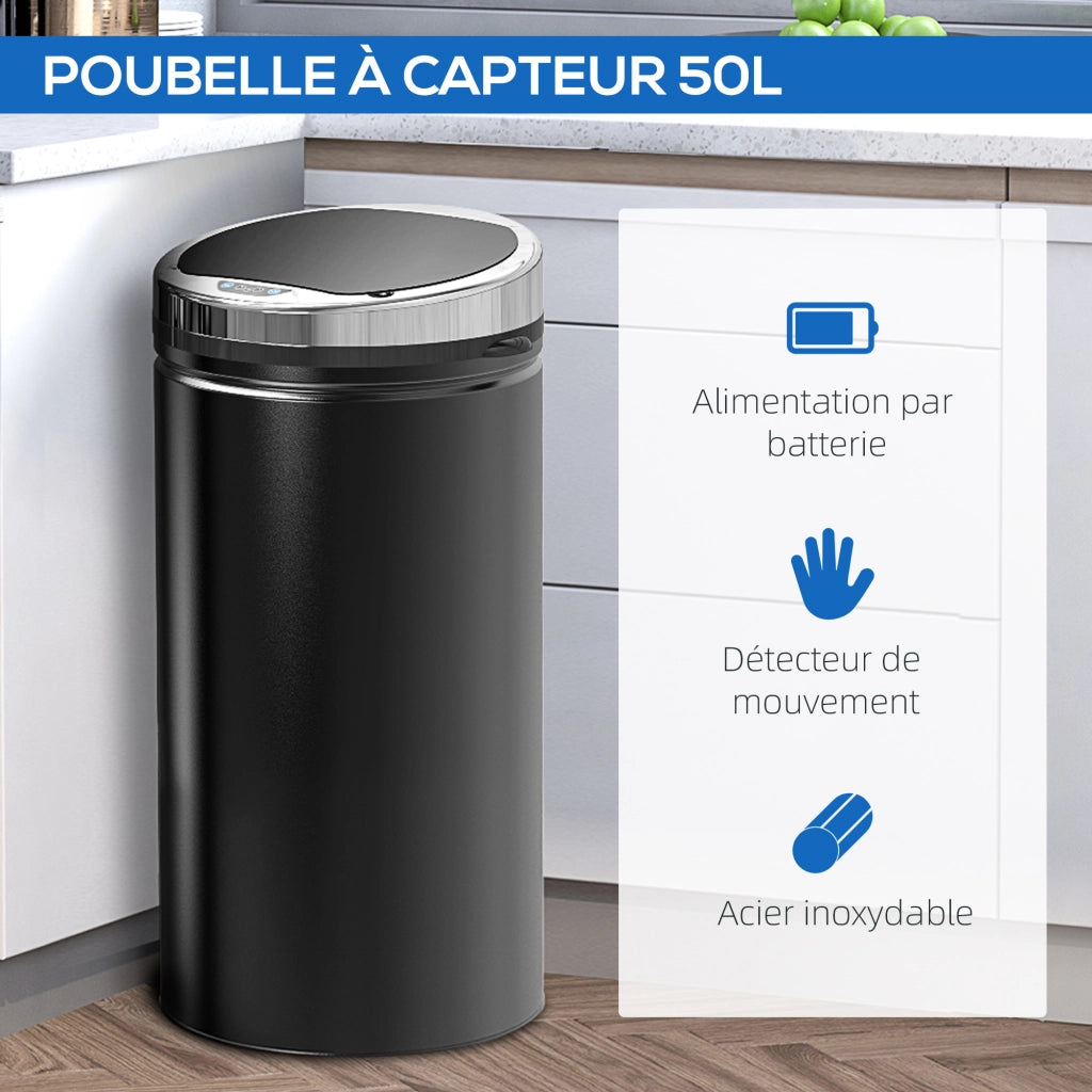 Cestino automatico 42L ¨C Minimal ¨C nero, acciaio