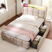 letto imbottito legno beige 90 x 200 cm