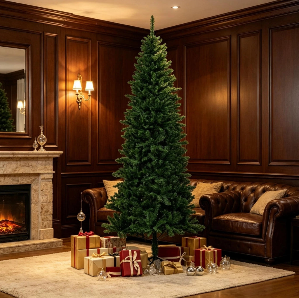 Albero di Natale artificiale Nordmann 210 cm con circa 865 rami in PVC verde, struttura metallica stabile