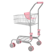 Carrello Spesa Giocattolo Bambini 3+ Anni Metallo Sedile Bambole Ruote Cestino a Rete Gioco Negozio