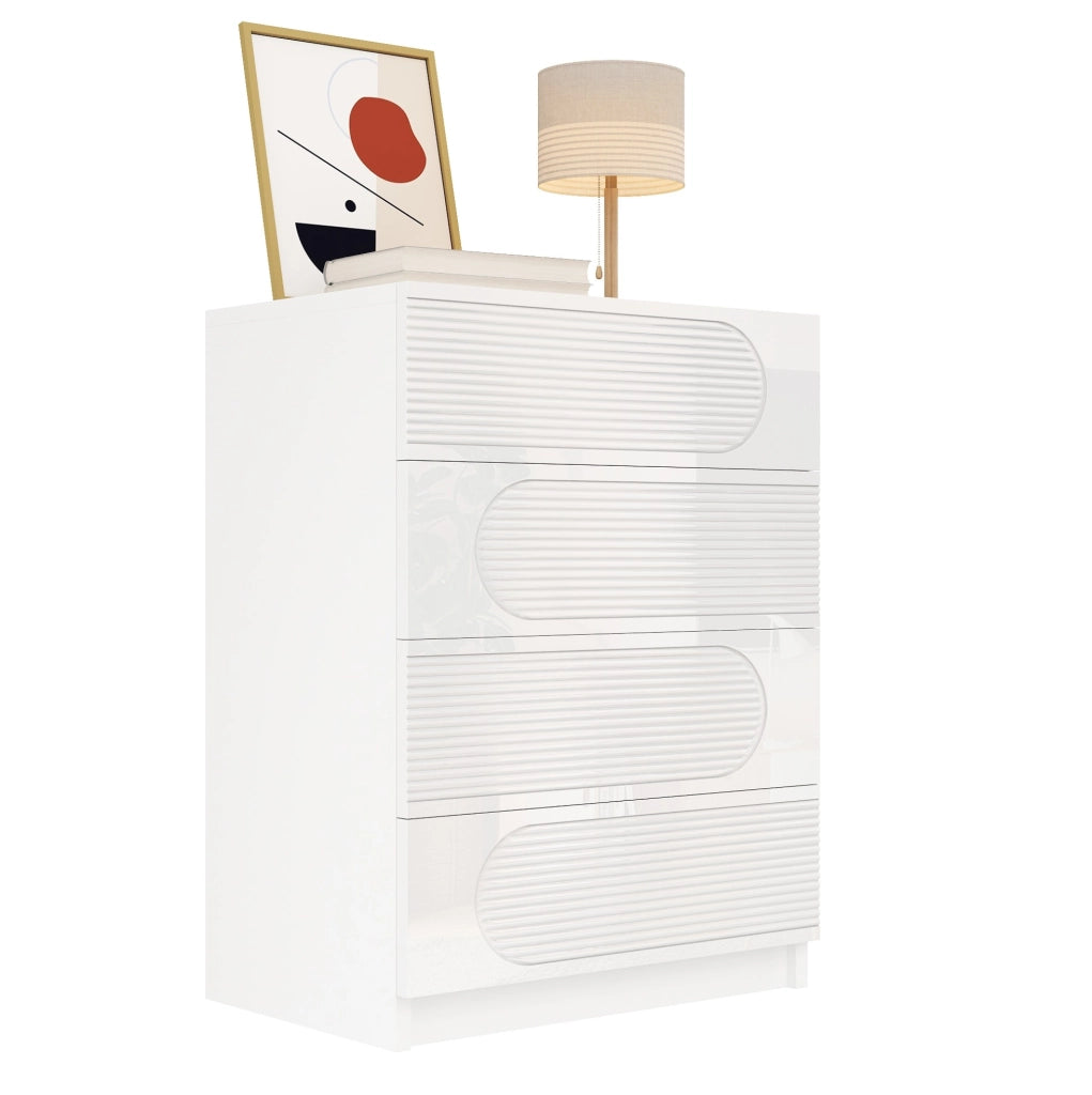 Cassettiera 4 cassetti 60x38;5x85 cm in MDF e pannello truciolare bianca