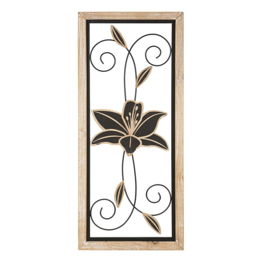 Decorazione in Metallo 3D Fiori 48, Marrone, Metallo, 26x2,5x60 cm