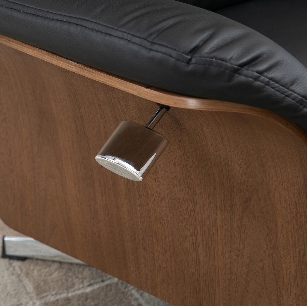 Poltrona Relax con Poggiapiedi, Funzione Letto e Rotazione 360°, Rivestimento in Ecopelle Nera