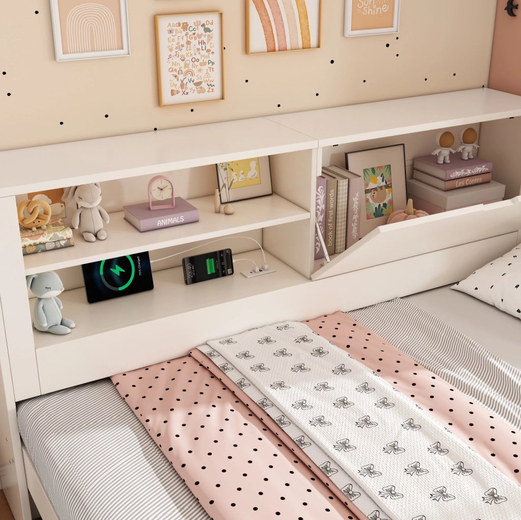 Divano letto bianco 140x190 cm con letto estraibile e contenitore