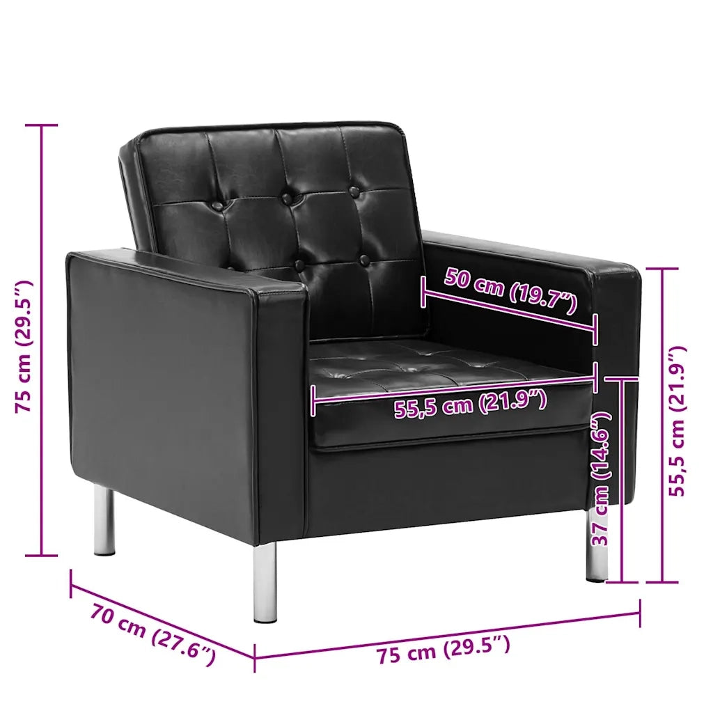 Poltrona | Sedia Relax Nera 75x70x75 cm Similpelle