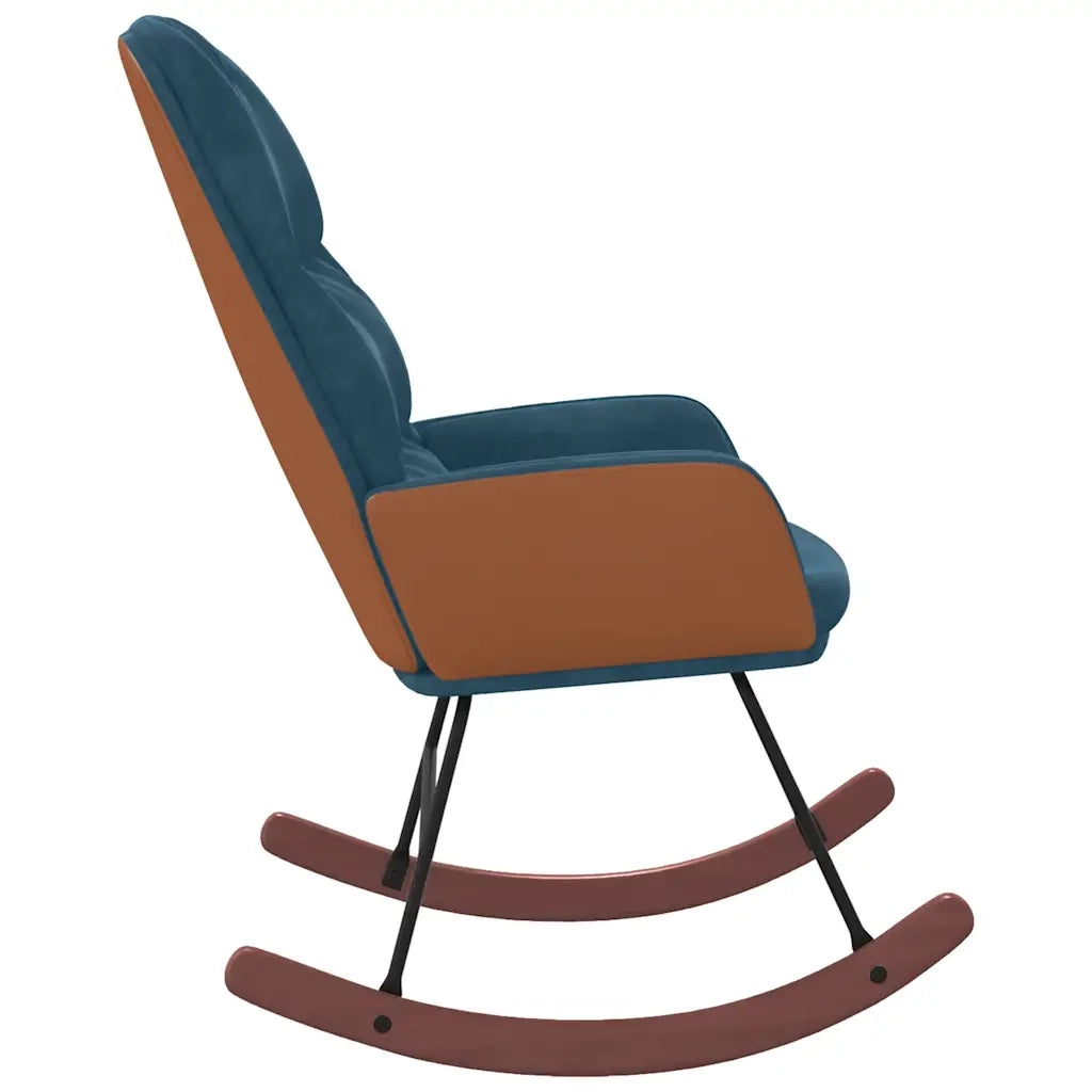 Sedia a Dondolo Blu in Velluto 4102631