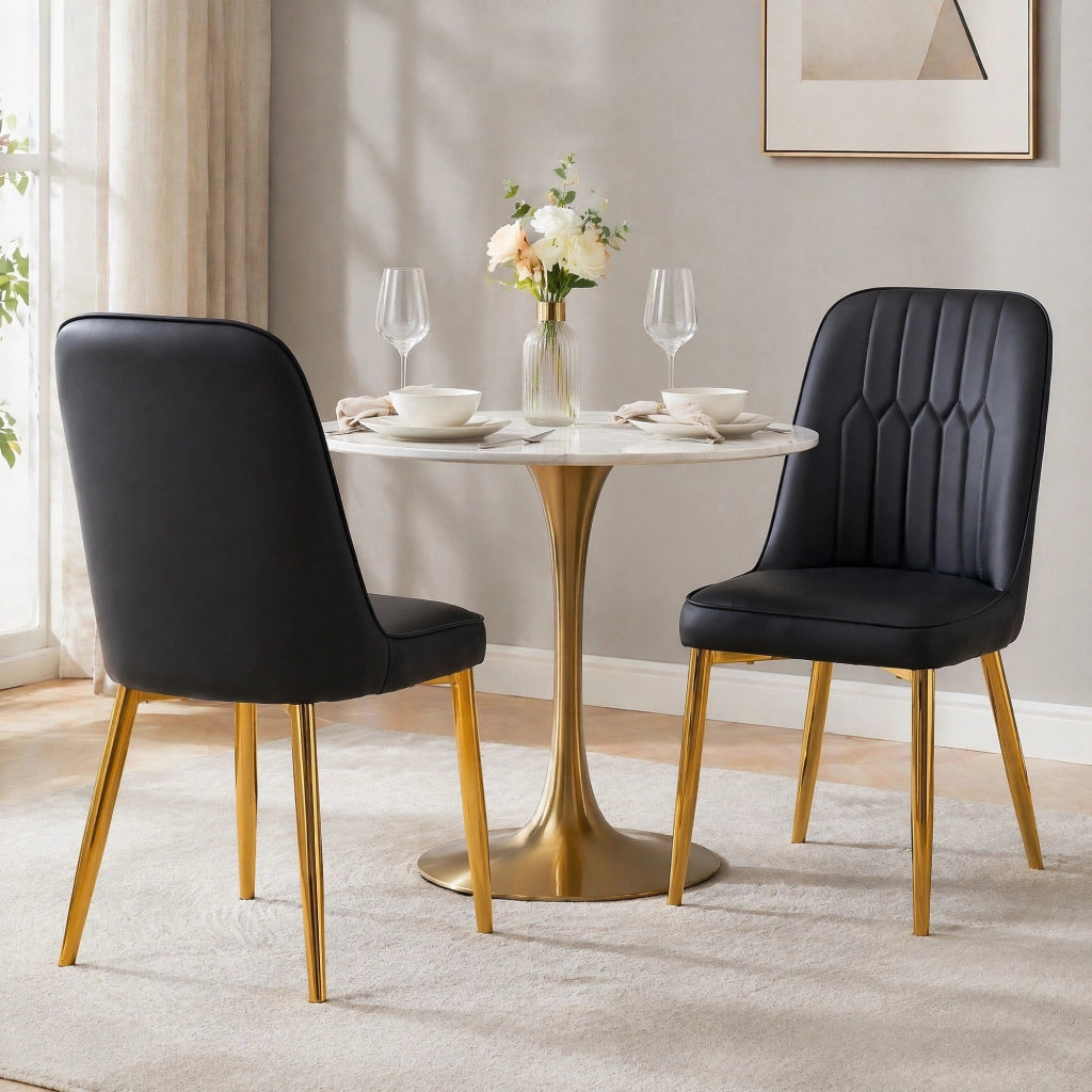 Set di 2 sedie da sala da pranzo 43 x 41,5 x 89 cm nero e oro in PU