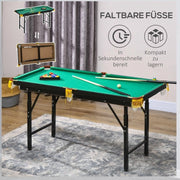 Tavolo da biliardo ULEVR pieghevole e regolabile in altezza 140x63 cm con set completo, verde
