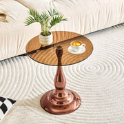 Tavolino rotondo in vetro Ø 50 cm con base in metallo marrone HOMVRA