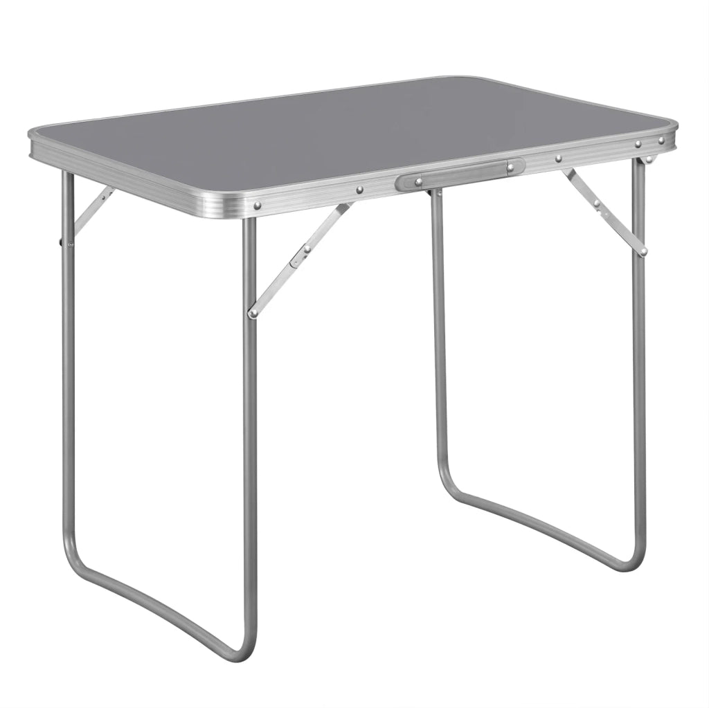 Tavolo Pieghevole Portatile in Ferro e Alluminio 70x60x50 cm Grigio per Campeggio e Attività Outdoor