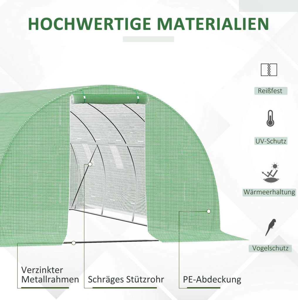 Serra a tunnel 6 x 3 m con 8 finestre e porta avvolgibile