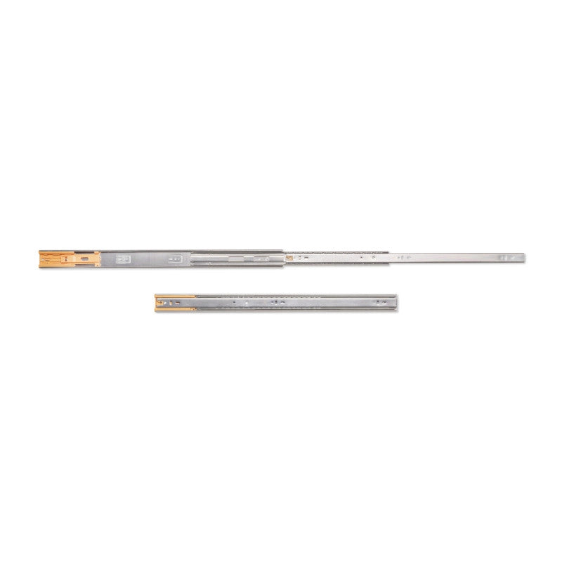 Set di guide a sfere per cassetti con estrazione totale e chiusura soft, altezza 45 mm, lunghezza 650 mm, Acciaio, Zin..